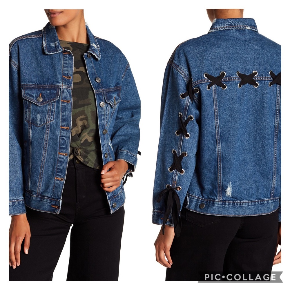 Denim Lace Up Jacket
